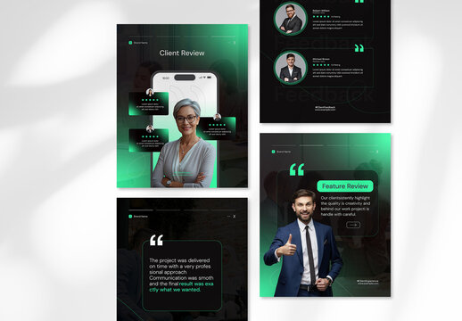 Testimonials Reviews Social Media Template for Client Feedback, Quotes & Comment Posts & Stories