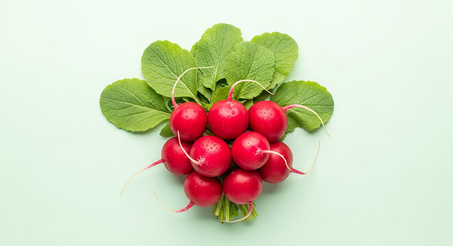 Radish Vibrant Red Root Vegetables with Green Leaves for Healthy Cooking and Fresh Produce Marketing
