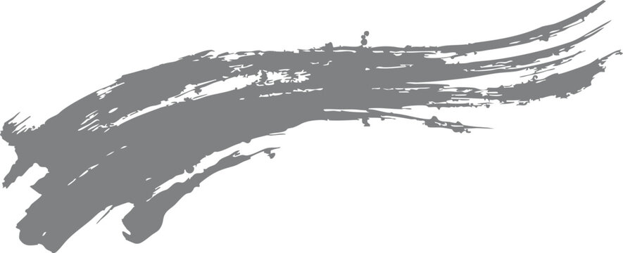 Gray brush stroke isolated on transparent background for design and artistic use freely