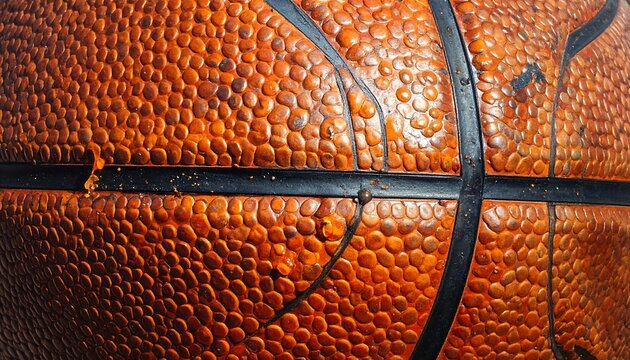 Close-up of a textured orange ball with black lines