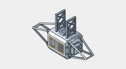Detailed Isometric Illustration of a Futuristic Satellite Module. © Nemo