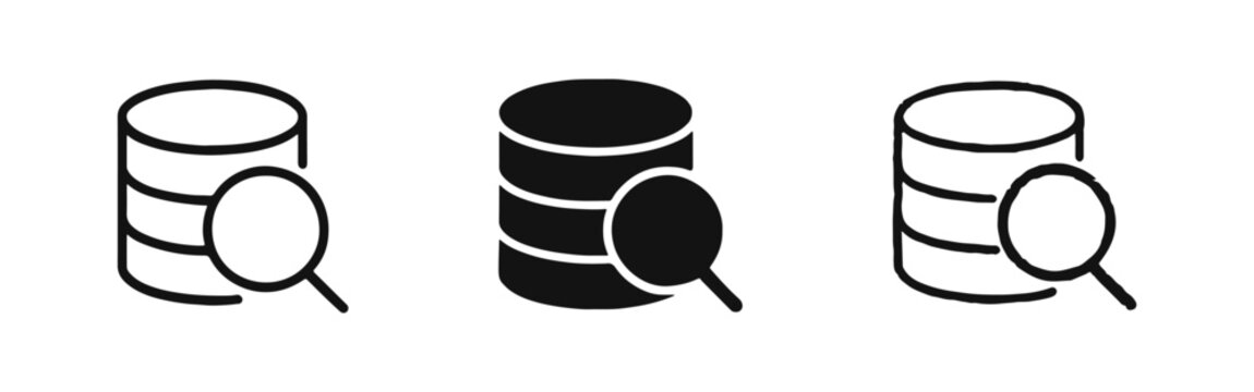 Database search and data analysis icon set.