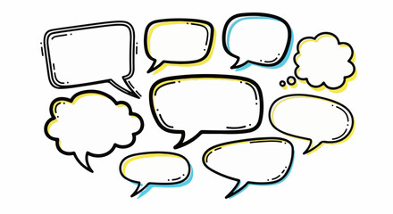 Fototapeta premium Collection of assorted empty speech bubbles with colorful outlines