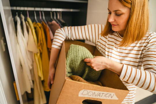 Decluttering and clothing donation at home for sustainable living