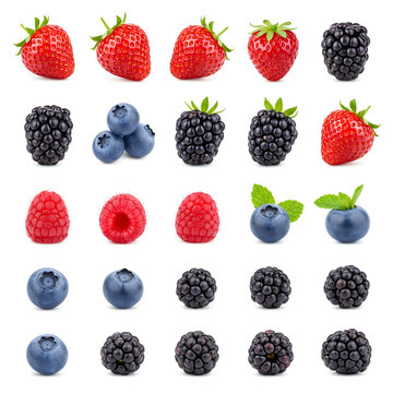 Fresh Berries Assortment Strawberries Blackberries Blueberries and Raspberries.