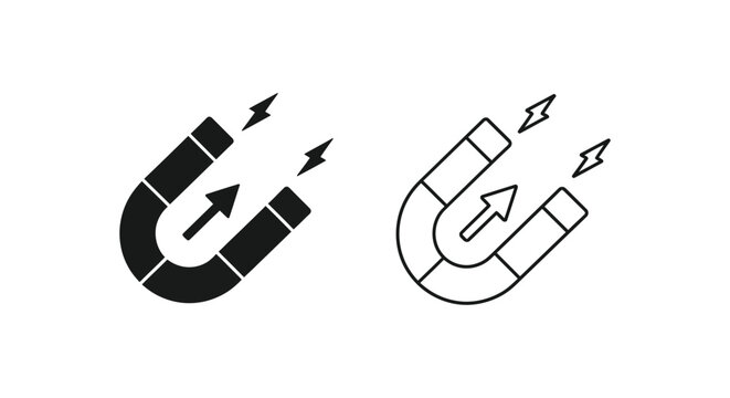 horseshoe magnets with lightning bolts Vector