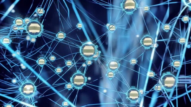 Luminous neural networks glowing data nodes in 3d digital space intelligent connections futuristic visualization