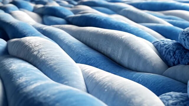 Blue quilted fabric close-up texture.