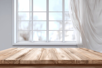 Fototapeta premium Empty Table with Bright Window Background