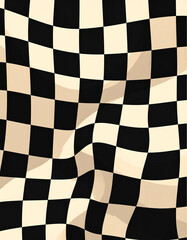 Obraz premium Wavy Black and White Checkerboard Pattern Background