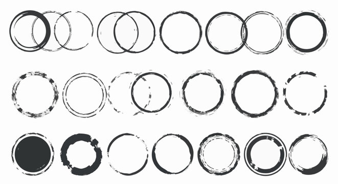 A collection of textured circular outlines in various brush stroke styles