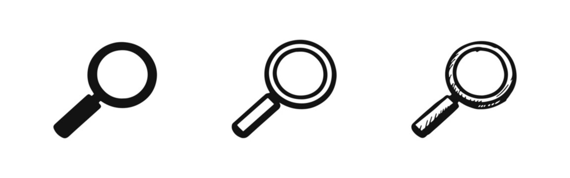 Magnifying Glass Search and Explore Icons Set