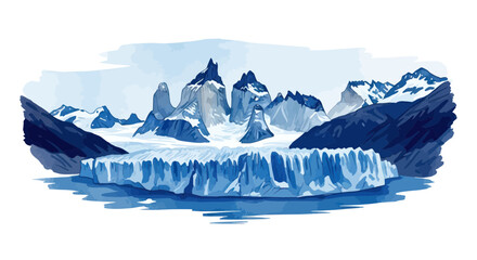 Majestic Glacier and Snow-Capped Mountains in a Frozen Landscape © Tembok