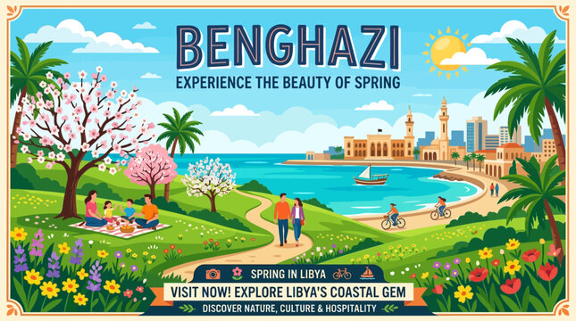 Benghazi Libya Springtime Travel Poster