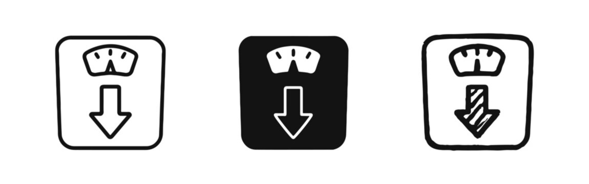 Weight Loss Icon Set. Diet, Healthy Lifestyle and Fitness Symbol.