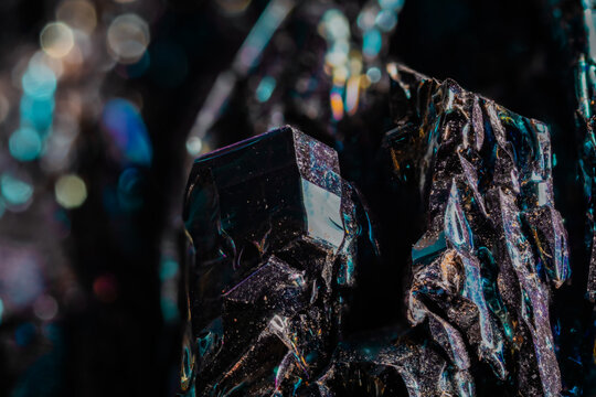 Macro Iridescent Black Carborundum Crystal Bokeh