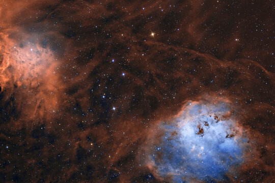 Emission nebula IC 410 with tadpole features in constellation Auriga