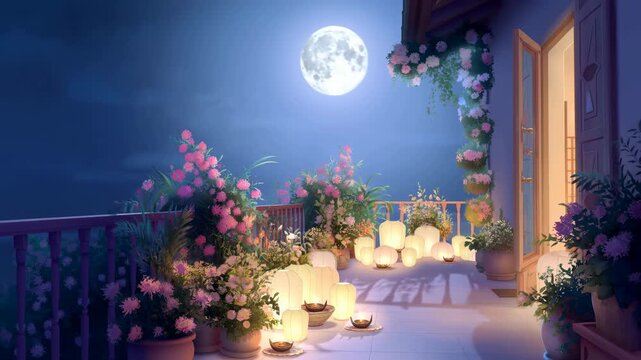 Nighttime Romantic Ambiance. Enchanting Night Scene Featuring Illuminated Roses And Tranquil Surroundings