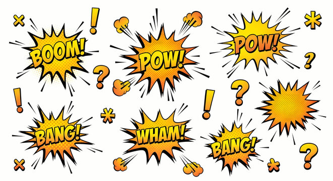 Comic Book Sound Effects Explosions - Boom, Pow, Bang, Wham