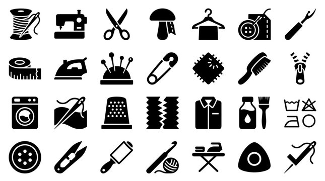 Collection of sewing and tailoring tools and accessories for crafting and garment making