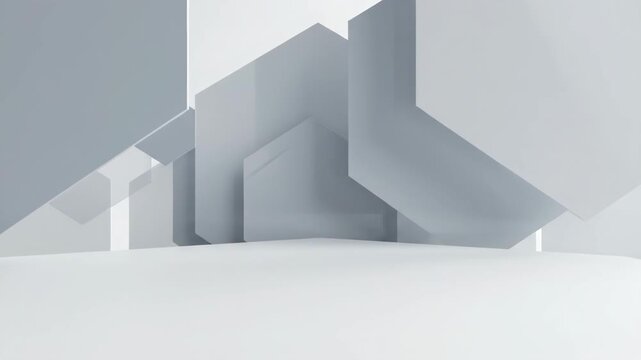 Abstract 3d composition with white geometric hexagonal shapes and layered platforms for product display