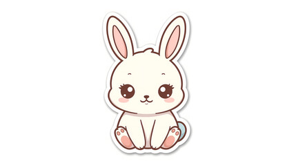 Obraz premium Cute kawaii bunny sticker pastel cartoon character