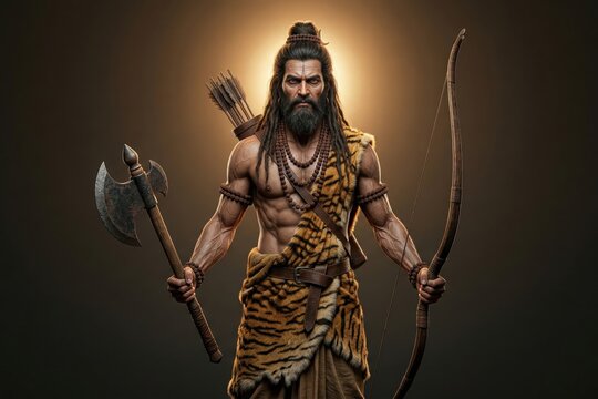 Hindu Sage Parashurama with Divine Axe Powerful Pose