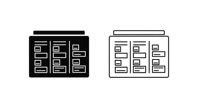 a black and white icon of two computer file folders Vector