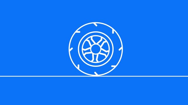 Outline Art Tyre Animation Blue Screen Vector Wheel Automotive Motion Design