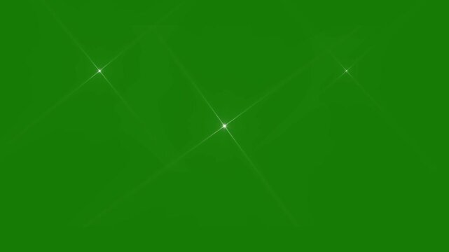 Sparkling star shine animation featuring white twinkle lights, Elegant cartoon vector doodles style stars blinking with smooth retro glow effect on green screen, perfect for seamless loop 4K