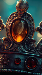 Fototapeta premium A luxurious gold crown adorned with a large precious stone, perfect for royalty-themed designs or jewelry-inspired visuals