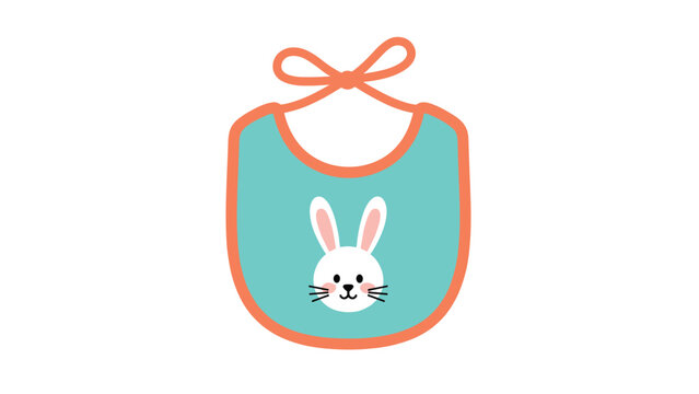 Adorable baby bib featuring a charming bunny face design, perfect for infants during meal times.