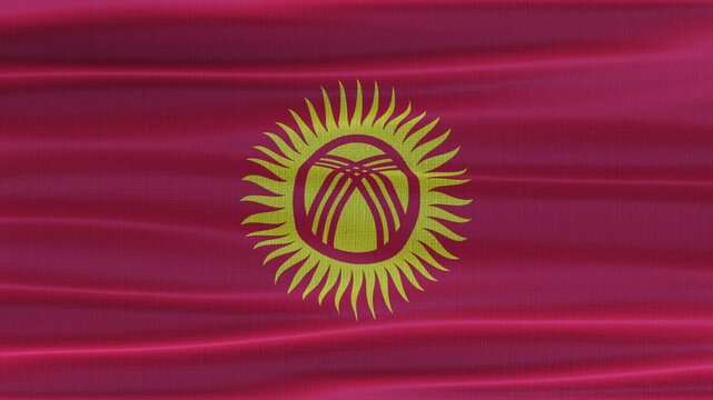 Kyrgyzstan flag waving in the wind with high quality fabric texture