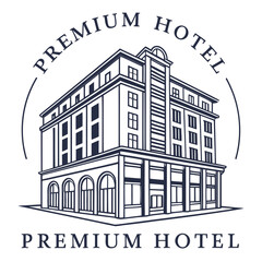 Fototapeta premium Elegant building line art hotel logo icon design vector illustration