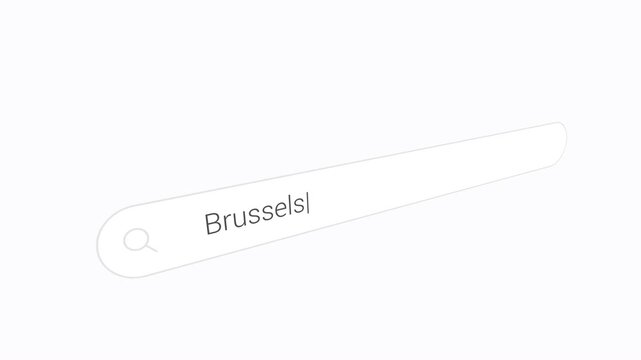 Typing Brussels Into Computer Search Bar - Close Up