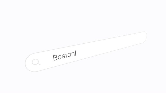 Typing Boston Into Computer Search Bar - Close Up