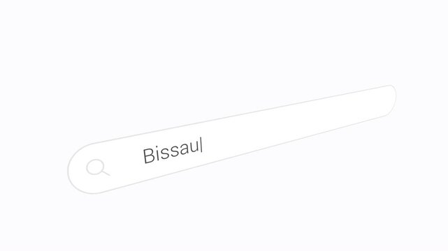 Search Query About Bissau City In The Digital Search Bar Engine. Close-up Shot