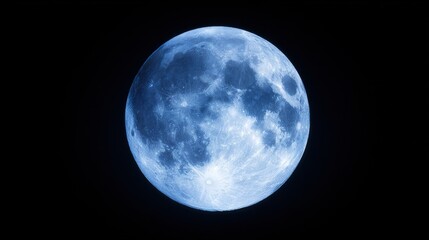 Fototapeta premium planetarium. Close-up view of the moon showcasing detailed craters under cool blue moonlight. STEM education sheets, lab safety posters, designed for STEM education and laboratory safety posters.