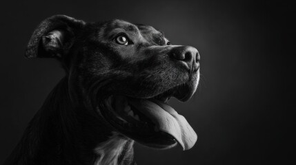 Fototapeta premium Black dog looking to the side