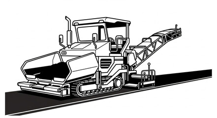 Heavy duty road milling machine working on asphalt surface. © ganis