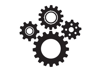 Fototapeta premium mechanism gears logo silhouette vector, mechanical cogs logo silhouette vector illustration, mechanical engineering gear logo, settings and configuration gears logo silhouette design