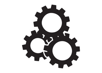 Fototapeta premium mechanism gears logo silhouette vector, mechanical cogs logo silhouette vector illustration, mechanical engineering gear logo, settings and configuration gears logo silhouette design