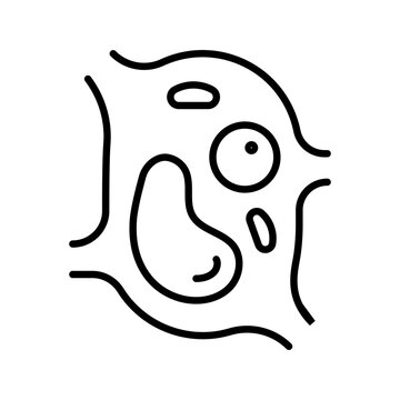 Animal cell icon. Science and cell biology line symbol. Black and white.