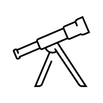 Astronomy telescope icon. Science and telescopes line symbol. Black and white.