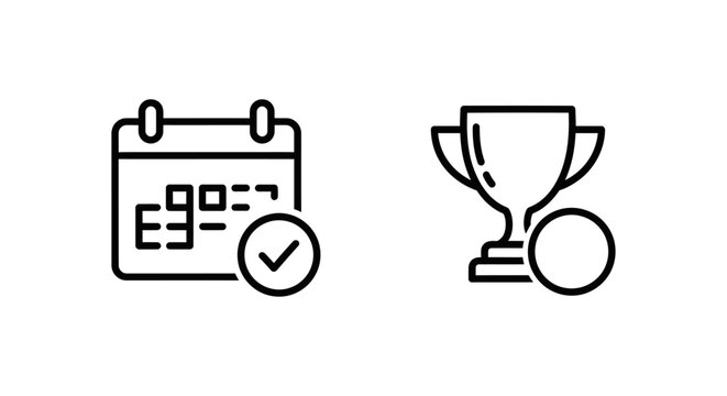 Daily login calendar and seven day streak reward trophy icons for gamification and user retention design highlighting daily task completion achievement progress and player incentive rewards