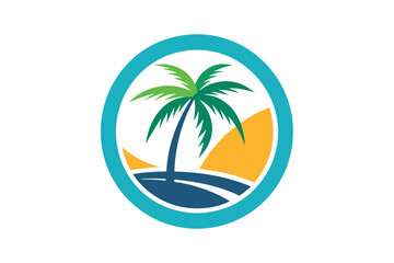 Obraz premium circle palm tree icon vector on white background