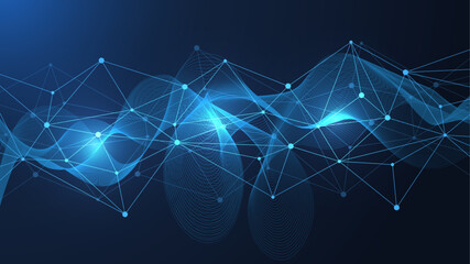Global network connection website header or banner design. Abstract background with connecting dots and lines. Global business. Social network communication. Internet technology. Vector illustration © pro500