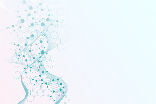 Molecular structure and genetic engineering, atom, neural network, neurons, DNA molecule. Scientific research concept for healthcare, medical, technology, chemistry, science template presentation