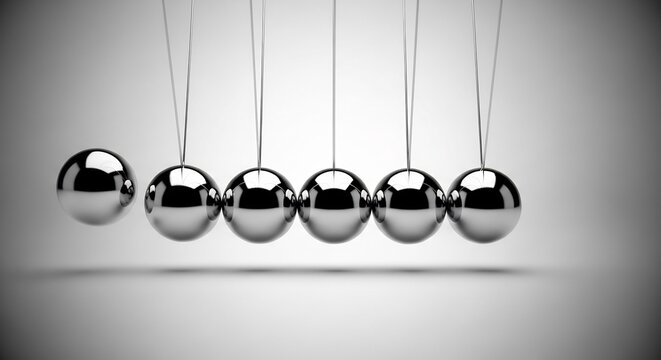 Newtons Cradle Balls in Motion Demonstrating Physics Principles.