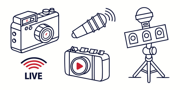 Live broadcasting equipment with cameras and microphones live streaming